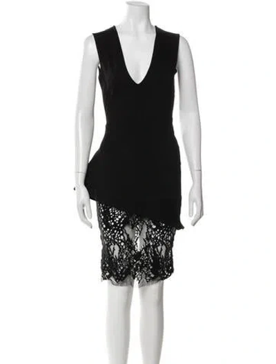 Pre-owned Mason V-neck Mini Dress In Black
