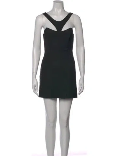 Pre-owned Mason V-neck Mini Dress In Black