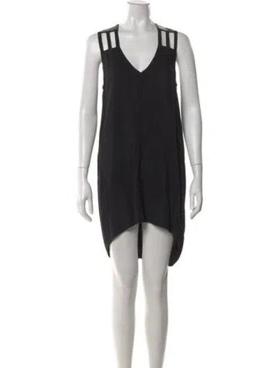 Pre-owned Mason V-neck Mini Dress In Black
