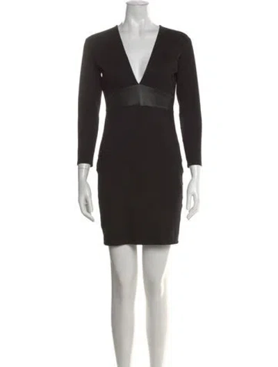 Pre-owned Mason V-neck Mini Dress In Black