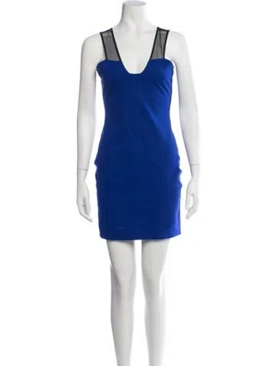 Pre-owned Mason V-neck Mini Dress In Blue