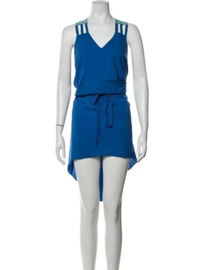 Pre-owned Mason V-neck Mini Dress In Blue
