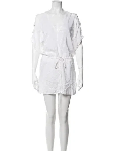 Pre-owned Mason V-neck Mini Dress In Neutrals