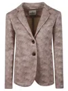 Mason's Beige Tailored Jacket With Zigzag Pattern In Gold