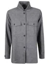 Mason's Boxy High-collar Jacket With Textured Fabric In Gray