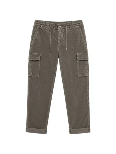 Mason's Corduroy Drawstring Cargo Pants In Brown