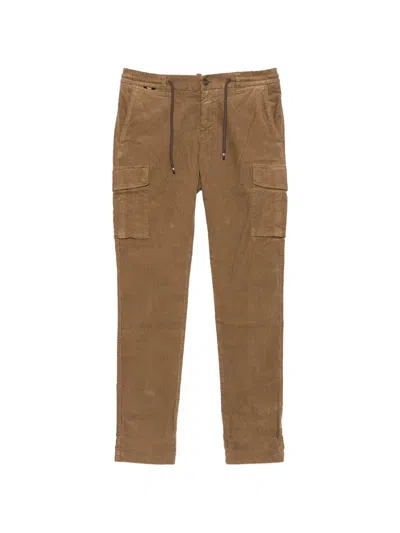 Mason's Corduroy Drawstring Cargo Trousers In Brown