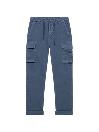 Mason's Drawstring Corduroy Cargo Pants In Blue