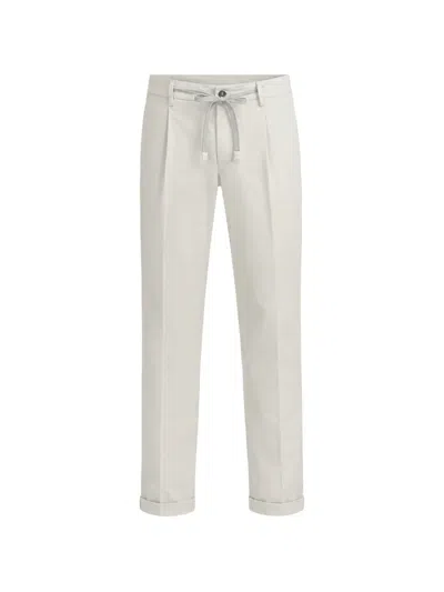 Mason's Drawstring-waist Twill Trousers In White