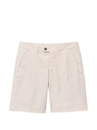 Mason's Logo-embroidered Flap-pocket Shorts In Neutral