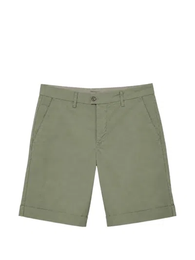 Mason's Logo-embroidered Turn-up Shorts In Green