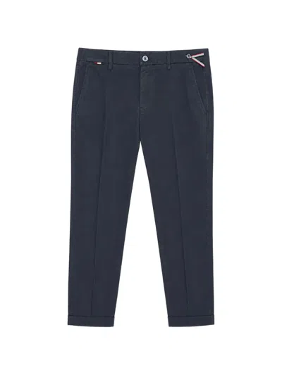 Mason's Logo-patch Turn-up Trousers In Black