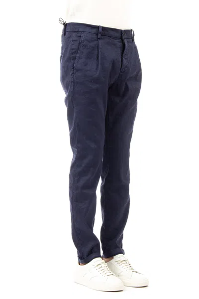 Mason's Lightweight Linen-cotton Trousers With Front Details In Blue