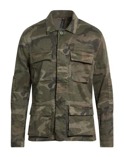 Mason's Man Denim Shirt Military Green Size L Linen, Cotton, Elastane