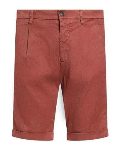 Mason's Man Shorts & Bermuda Shorts Brick Size 30 Linen, Cotton, Elastane In Brown