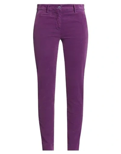 Mason's Woman Pants Purple Size 10 Cotton, Elastane
