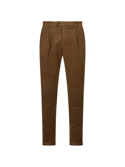 Mason's Osaka Pleated Trousers In Brown