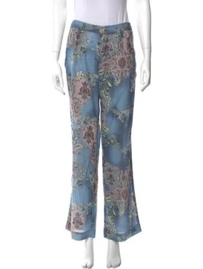 Pre-owned Mason's Paisley Print Wide Leg Pants In Blue