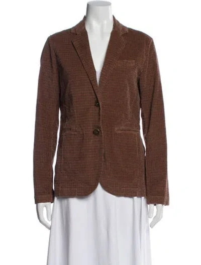 Pre-owned Mason's Plaid Print Blazer In Brown