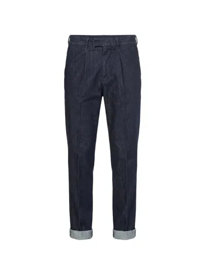 Mason's Pleated Turn-up Chinos In Blue