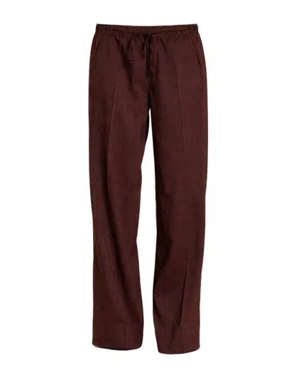 Mason's Relaxed Wide-leg Trousers With Drawstring Waistband In Brown