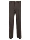 Mason's Straight-leg Brown Trousers With Mid-rise Waist In Brown
