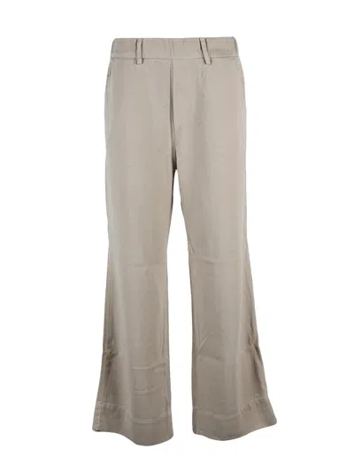 Mason's Wide-leg Trousers With Elasticated Waist And Metallic Detail In Beige