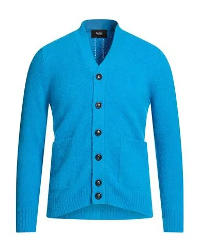 Masq Man Cardigan Azure Size 42 Alpaca Wool, Polyamide, Wool, Elastane In Blue