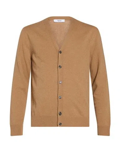 Masq Man Cardigan Camel Size 36 Wool In Brown