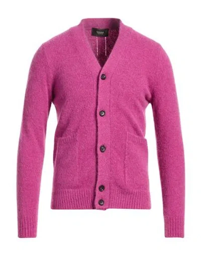 Masq Man Cardigan Fuchsia Size 42 Alpaca Wool, Polyamide, Wool, Elastane In Pink