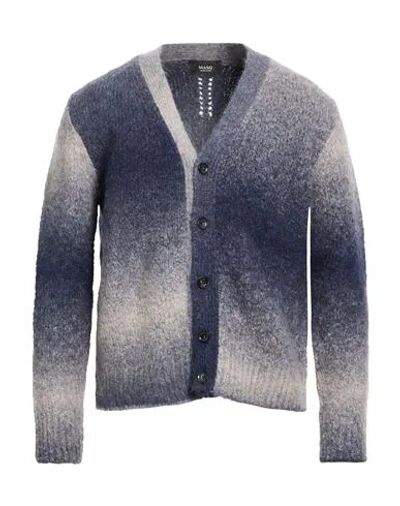 Masq Man Cardigan Navy Size 42 Alpaca Wool, Polyamide In Multi