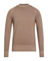 Masq Man Sweater Camel Size 36 Merino Wool In Brown