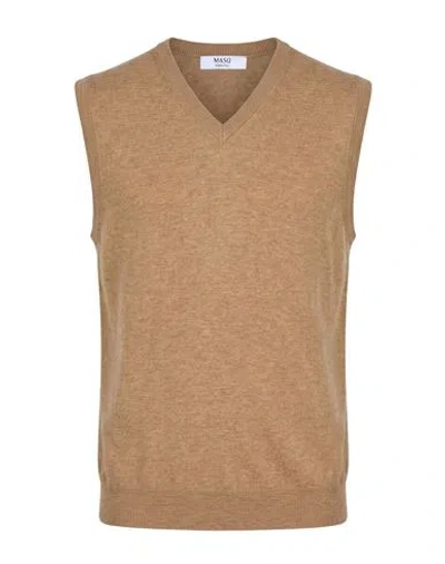 Masq Man Sweater Camel Size 42 Merino Wool, Cashmere In Brown