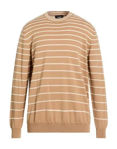 Masq Man Sweater Camel Size 46 Merino Wool In Brown