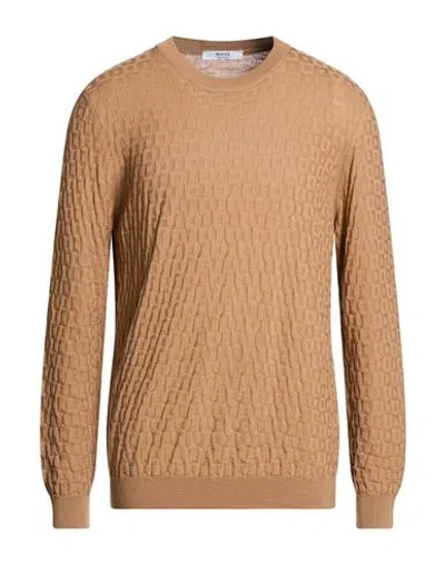 Masq Man Sweater Camel Size 46 Virgin Wool In Sand