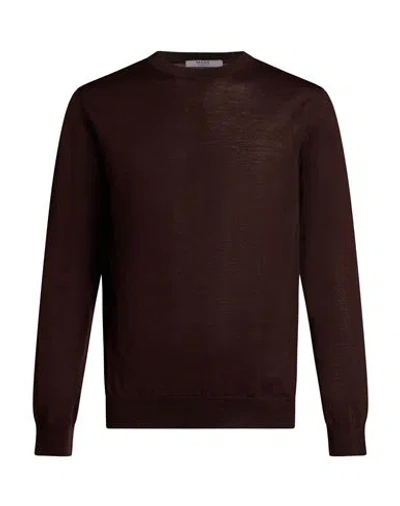 Masq Man Sweater Dark Brown Size 40 Merino Wool In Multi