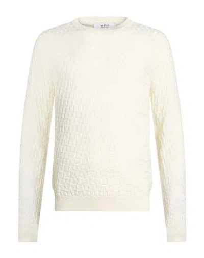 Masq Man Sweater Ivory Size 44 Merino Wool In White