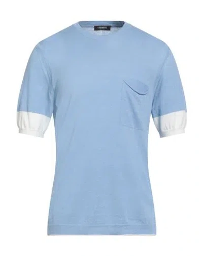 Masq Man Sweater Light Blue Size 40 Linen, Cotton