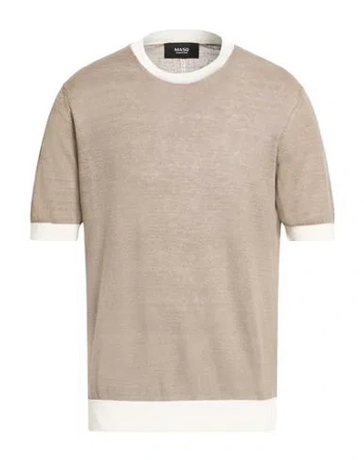 Masq Man Sweater Light Brown Size 40 Linen, Cotton