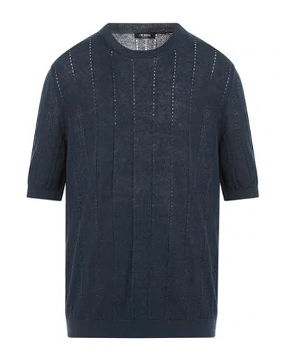 Masq Man Sweater Navy Size 44 Linen, Cotton In Blue