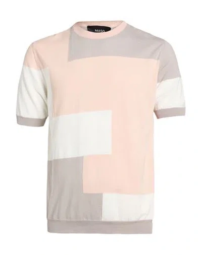 Masq Man Sweater White Size 40 Cotton In Pink