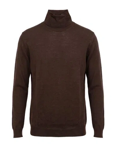 Masq Man Turtleneck Dark Brown Size 42 Merino Wool In Multi