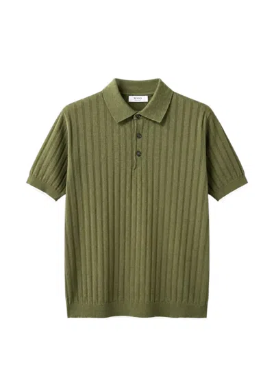 Masq Ribbed-knit Tipped Polo Shirt In Green
