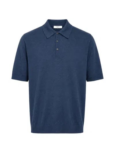 Masq Short-sleeve Knit Polo Shirt In Blue