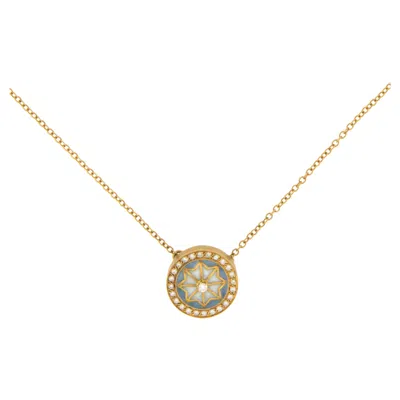 Pre-owned Masriera 18k Yellow Gold Diamond Magic Flower Plique A Jour Enamel Necklace