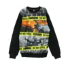 Mass-denim Do Not Cross Men's Crewneck Sweatshirt In Black
