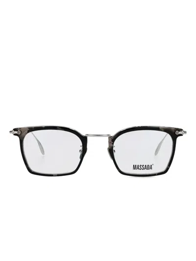 Massada 1939 Marble-effect Rectangle Glasses In Black