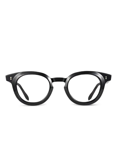 Massada Round-frame Glasses In Black