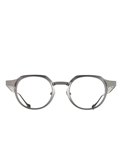 Massada White Circle Glasses In Gray