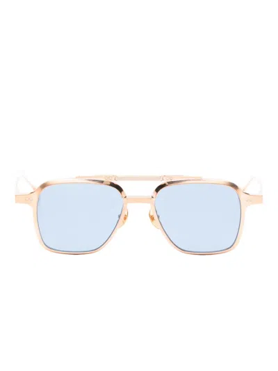 Massada White Circle Square-frame Sunglasses In Gold